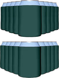 PartyPrints 25 Pack Hunter Green Blank Can Cooler Sleeves, Customizable Bulk Insulated Foam for Beer, Collapsible Plain Drink Holder, Cold Soda Insulator, 12oz Regular, 16oz Tall Cans