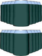 PartyPrints 25 Pack Hunter Green Blank Can Cooler Sleeves, Customizable Bulk Insulated Foam for Beer, Collapsible Plain Drink Holder, Cold Soda Insulator, 12oz Regular, 16oz Tall Cans