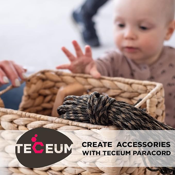 TECEUM 5/32" Paracord Rope 1000 – 1000ft / 200ft / 100ft / 50ft – Tactical Parachute Cord 4mm – 45+ Colors – Nylon String for Survival & Camping Gear – Stripe Cord for Survival – Utility Rope