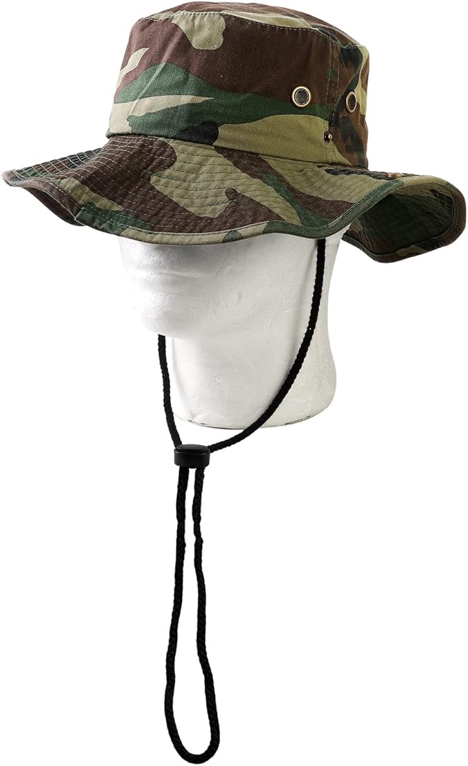 Wide Brim Hiking Fishing Safari Boonie Bucket Hats 100% Cotton UV Sun Protection for Men Women Outdoor Activities