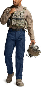 CQR Men's Flex Ripstop Tactical Pants, Water Resistant Stretch Cargo Pants, Lightweight EDC Hiking Work Pants