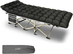 YELLOW JACKET Camping Cot with Mattress for Adults, Folding Sleeping Cot 600lbs Max Load, Portable Camping Cot with Carry Bag, 28" Wide Cot for Camping, Home,Office,Travel (Black)