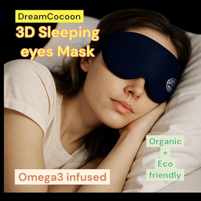 3D Contoured Sleep Mask for Side Sleepers - 100% Light Blocking Sleeping Mask for Men & Women, Soft and no Pressure on Eyes - Airplane Blindfold, Night Eye Cover for Travel, Meditation, Yoga, Black