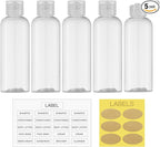 LISAPACK 3.4oz Travel Bottles For Toiletries (5pcs), Travel Size Containers for Shampoo (100ml, Clear)