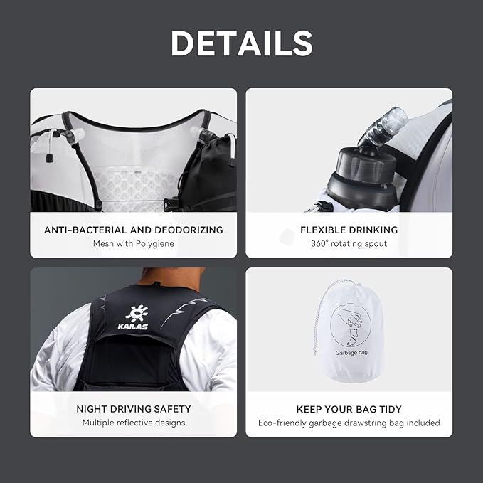 KAILAS FUGA AIR 8 Ⅳ Running Hydration Vest Hydration Pack Lightweight with Two TPU Water Bladders for Women Men Trail Cycling Hiking