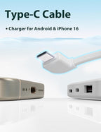 miisso 6000mah Ultra Slim Built in Cables Power Bank, Card Size Built in USB C Cords Battery Pack Portable Charger for Phones, 3 Output External Battery Pack Compatible with iPhone, Snow White