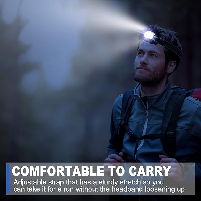 Macarrie 18 Pack LED Headlamps IPX4 Waterproof 3 Modes Headlamp Flashlight Bright Head Lights Camping Accessories for Adults Kids Hiking, Running, Repairing, Fishing, Batteries Not Included(Black)