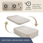 King Koil Luxury Air Mattress 20in Full Size Beige with Built-in Pump for Home, Camping & Guests-Inflatable Airbed Luxury Double High Adjustable Blow Up Mattress, Durable - Portable and Waterproof