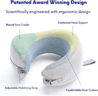C CUSHION LAB Travel Pillow, Award-Winning Patented Ergonomic Design for Chin & Neck Support Memory Foam Neck Pillow, Compact Airplane Pillow for Traveling, Flight, Car (Gray, Medium)