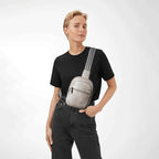 3L SMALL Sling Bag Fanny Packs For Women Men Mini Crossbody Chest Belt Travel Bag Purse Handbag Faux Leather Fashion Cute Light Grey