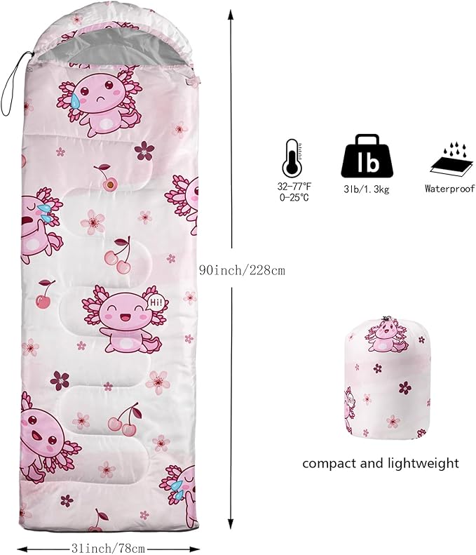 QOOMO Camping Sleeping Bags,3 Season Warm & Cool Weather,Lightweight,Waterproof Sleeping Bags for Adults & Kids,Traveling,and Outdoors,Camping Gear Equipment