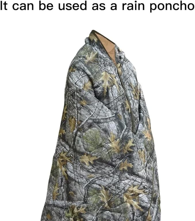 LOOGU Camo Blanket Waterproof Insulation Poncho Liner for Outdoor Camping, Hiking, Hunting, Survival, Backpacking, Picnicking