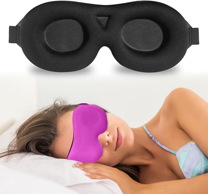 DTS 3D Sleep Mask for Back Side Sleeper Women Men Eye Mask for Sleeping Complete Light Blocking Night Blindfold Zero Pressure Spacious for Eye Lash Breathable Soft Flight Nap Travel (Pink)