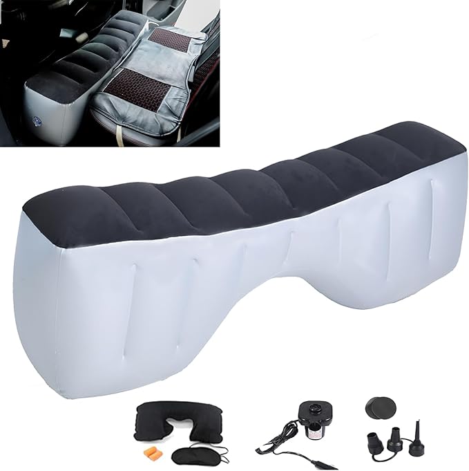 Inflatable Car Air Travel Mattress Back Seat Bed with Air Pump,51.2"×10.6"×14.6" Portable Camping Sleeping Gap Pad Air Bed for Car,SUV