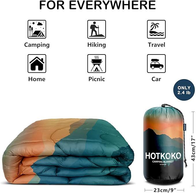 Camping Blanket,Lightweight Puffy Printed Camping Blanket Packable Outdoor Blanket for Camping,Traveling, Stadium, Hiking, Picnics