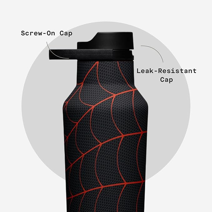 Corkcicle Sport Canteen - Keeps Beverages Cold 25 Hours - Triple Insulated Stainless Steel - Screw-On Lid - Reusable Bottle - Summer Drinkware Gift - Keeps Drinks Ice Cold - 20 oz - Spider-Man