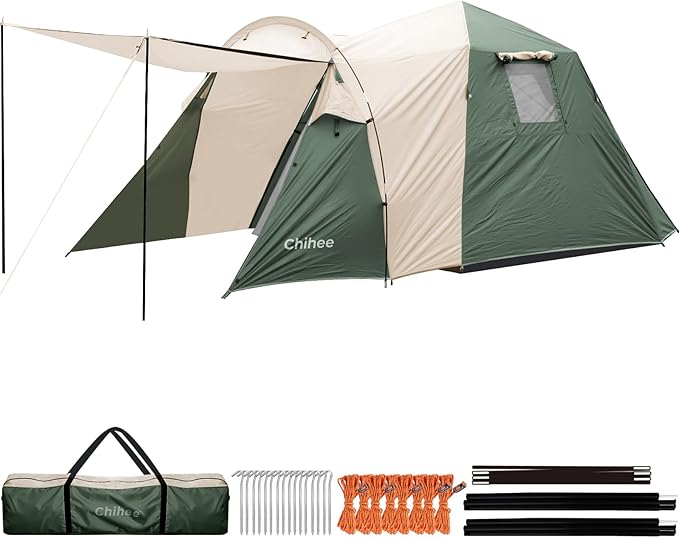 Chihee Camping Tent 2-3 Person Pop Up with Hydraulic Structure Family Tents Waterproof Windproof Outdoor Shelter Travelling Spacious One-Room Layout Quick Setup Durable Fiberglass & Aluminum Frame