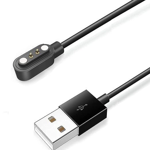 Compatible with Letsfit EW1 Charger, Magnetic USB Charging Cable Replacement Charger Cable Compatible with Letsfit EW1 / ID207 Smartwatch / TOZO S2 / AOKESI 1.69'' Smart Watch (2 pack-White+Black)