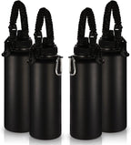 Volhoply Insulated Water Bottles Bulk 4 Pack, 40 oz Stainless Steel Sports Bottle with Paracord Handle & Spout Lid, Double Walled Metal Travel Water Cups with Wide Mouth for Cold Drink(Black,4 Set)