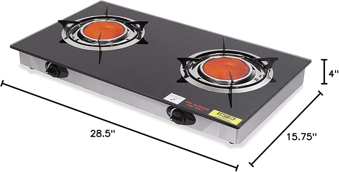 Barton Deluxe 40,000 BTU 2 Burner Propane Gas Range Stove Cooktop Ceramic Infrared Auto Ignition Outdoor Grill BBQ Camping Stoves Countertop LPG
