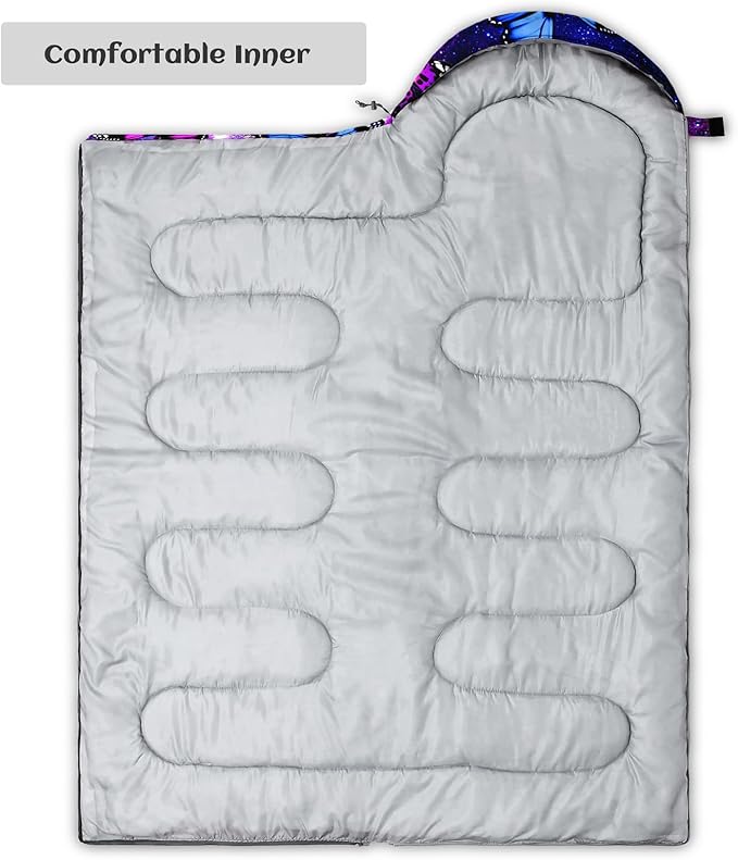 Sleeping Bags for Adults Youth Kids,3D Printing Camping Sleeping Bag for Girls Boys Lightweight Waterproof Cold/Warm Weather Sleeping Bag for 3 Seasons