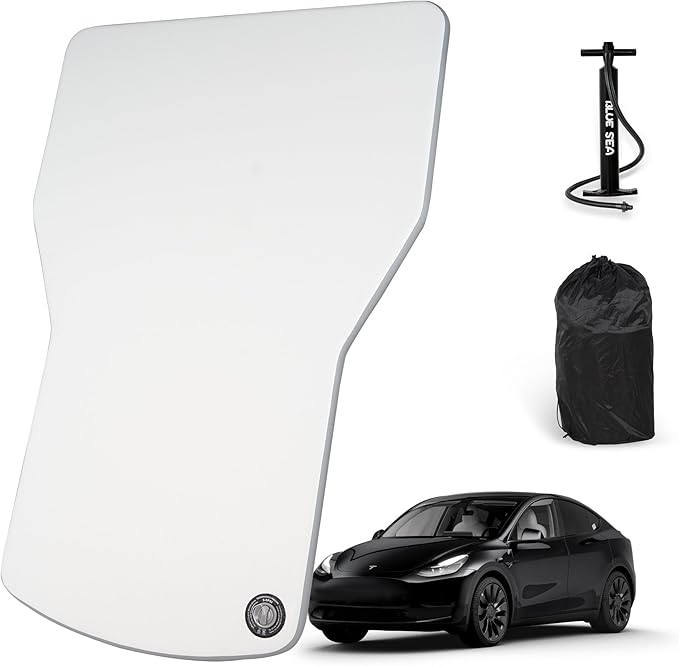 Customized for Tesla Model Y Air Mattress, Drop Stitch Portable Camping Mattress, Comfort Car Sleeping Mat with Manul Air Pump,Storage Bag, Tesla Model Y Accessories