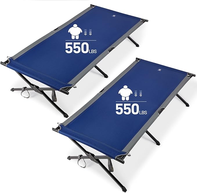 EVER ADVANCED 2 Pack Extra Wide Camping Cot for Adults Oversized XXL Sleeping Cots Folding Cot Bed with Carry Bag, 84.3" L x 41.9" W, Support to 550 lbs