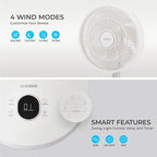 CUCKOO Rechargeable Travel Fan with 30 Hour Runtime, Portable Fan for Travel with BLDC Motor, Adjustable Height, 4 Wind Modes & 12 Speed Modes, Cordless Battery Powered, White (CF-ECL1010WH)