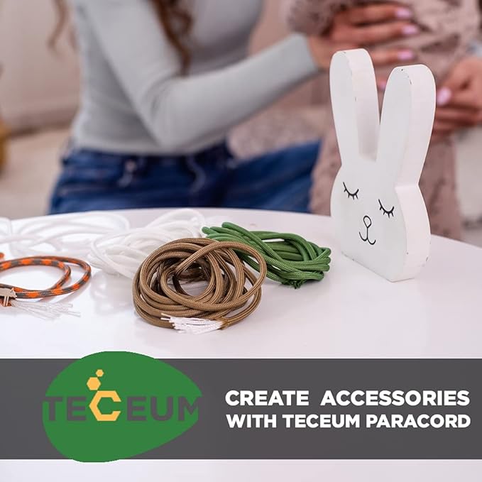 TECEUM 5/32" Paracord Rope 1000 – 1000ft / 200ft / 100ft / 50ft – Tactical Parachute Cord 4mm – 45+ Colors – Nylon String for Survival & Camping Gear – Stripe Cord for Survival – Utility Rope