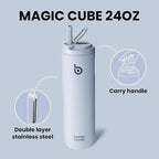 BOTTLE BOTTLE Insulated Water Bottle 24oz with Straw Lid and Handle for Sports Travel Gym Stainless Steel Water Bottles Double-Wall Vacuum Metal Leak Proof BPA-Free