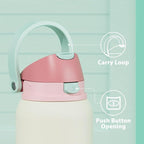 40 oz Insulated Water Bottle with Straw: Meoky Stainless Steel Metal Water Bottle with 2-in-1 Lid - Leak Proof, Cold for 24 Hours, Protective Silicone Base, BPA-Free for Sports Gym, Cream