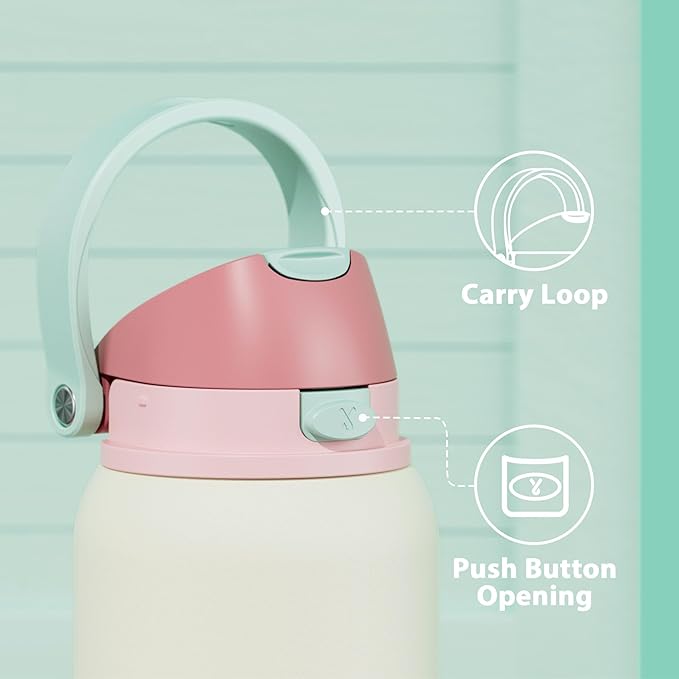 40 oz Insulated Water Bottle with Straw: Meoky Stainless Steel Metal Water Bottle with 2-in-1 Lid - Leak Proof, Cold for 24 Hours, Protective Silicone Base, BPA-Free for Sports Gym, Cream