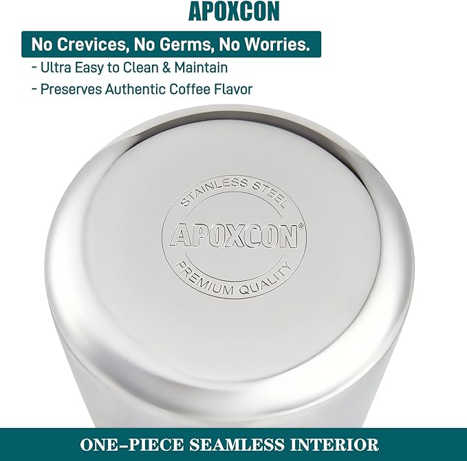 APOXCON Coffee Percolator Pot Stainless Steel Coffee Maker with Tough Glass Knob & Fireproof Solid Wood Handle & Drip-Free Spout Camping Coffee Pot Using on any Stovetop NO Aluminum NO Plastic (8 Cup)