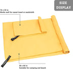Rainleaf 2 Pack Microfiber Quick Dry Travel Towel, Super Absorbent Ultra Compact Lightweight Camping Towel for Gym, Hiking, Pool, Yoga - Yellow