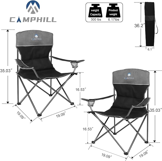 Camping Chair Set of 3, Outdoor Folding Camping Chairs for Heavy People with Cup Holder & Carry Bag,Collapsible Chair Include One Sofa Chair and Two Single Chair,Support up to 500lbs