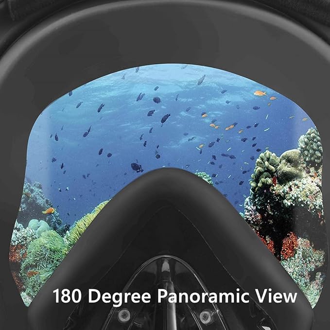 Full Face Snorkel Mask Adults with Dry Top System, Detachable Camera Mount, 180 Panoramic Anti-Fog Anti-Leak Diving Mask for Adult and Kids