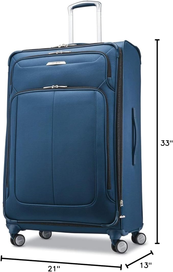 Samsonite Solyte DLX Softside Expandable Luggage with Spinner Wheels, Mediterranean Blue, Checked-Large 29-Inch