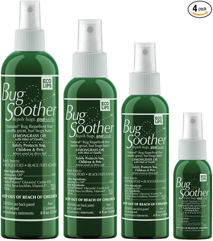 Bug Soother Spray Small Family Pack - Natural Insect, Gnat and Mosquito Repellent & Deterrent with Essential Oils - 100% DEET-Free Safe Bug Spray for Adults, Kids, Pets, & Environment - Made in USA