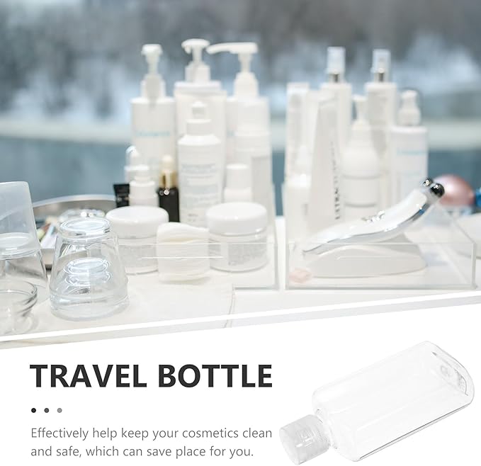 COLLBATH 5pcs 100ml Travel Toiletries Bottles Flat Flip-top Refillable Lotion and Shampoo Containers Portable Small Bottles for Travel Use