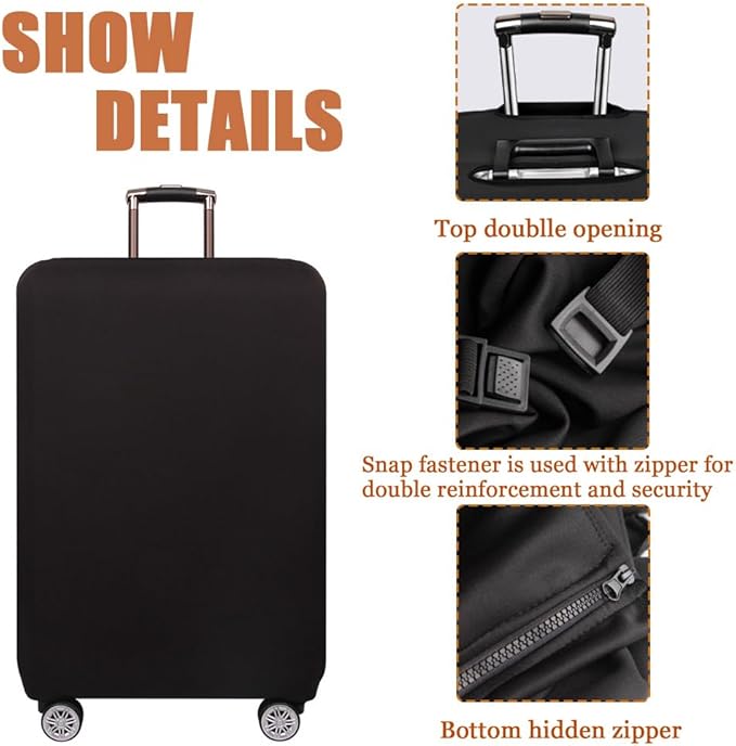 Morbuy Luggage Cover for Suitcase, Modern Solid Color Business Suitcase Cover Protector Fit 18-32 Inch Luggage, Baggage Covers with Zipper for Travel (S(18-21inch suitcase),Black)