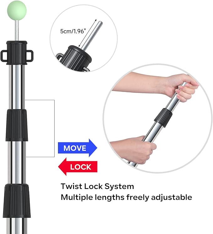 SANLIKE Telescoping Tarp Pole Heavy Duty Tent Poles, 33"-86.6"/94" Thickened Tube Collapsible Stainless Steel Canopy Poles for Camping Backpacking Hiking Awning Sun Sails Outdoor Sports, Set of 2