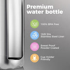 Volhoply 25oz Insulated Water Bottle 1/2/4 Pack, Double Wall Stainless Steel Vacuum Bottles, Keeps Cold & Hot, BPA Free Leak Proof Bottles (Silver,1 Pack)