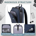 hk Backpack for Men Business Slim Backpack with USB Charger Computer Lightweight Anti-theft Travel Backpacks 15.6 inch Water Resistant Laptop Bag for Work Office College-Dark Blue