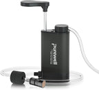 Purewell Water Purifier Pump with Replaceable Carbon 0.01 Micron Water Filter, 4 Filter Stages, Portable Outdoor Emergency and Survival Gear - Camping, Hiking, Backpacking