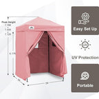 EAGLE PEAK Flex Ultra Compact 5x5 Pop-up Canopy, Sun Shelter, Changing Room, Portable Privacy Tent for Pool, Fashion Photoshoots, or Camping, Pink