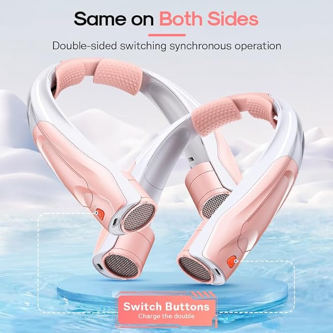 Portable Neck Fan for Girl: No Hair Twisting, Lightweight Personal Fan with 6000mAh Battery Air Volume, 6 Speeds - Rechargeable Wearable Air Conditioner for Girlfriend, Sister (Pink)