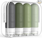 ME.FAN Travel Bottles for Toiletries, TSA Approved 3oz Travel Size Containers, Silicone Squeezable Portable Split Bottle, Travel Accessories for Conditioner, Shampoo, Lotion- 4 Pack Desert Sage