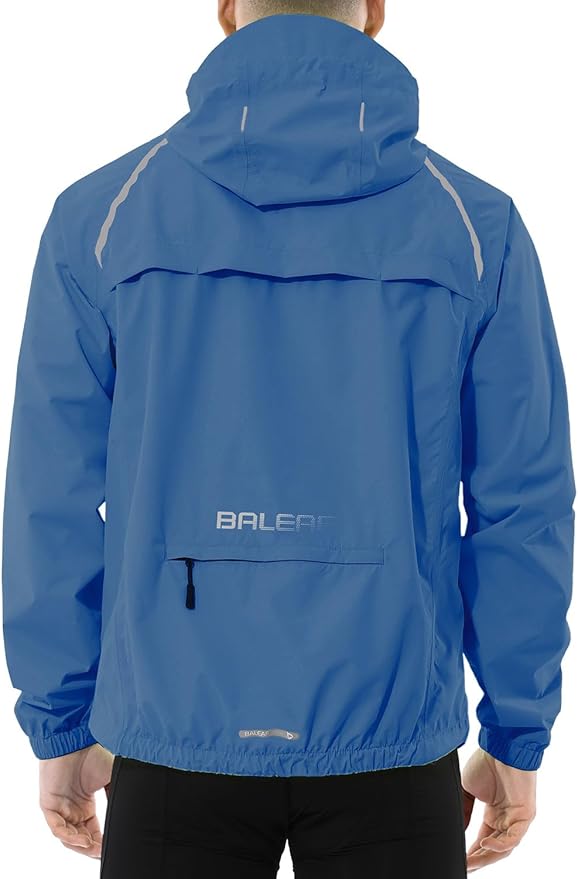 baleaf Men's Rain Jacket Waterproof Windbreaker Raincoat Running Cycling Hiking Gear Hood Lightweight Reflective Packable