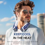 Neck Fan for Men Portable: 5S Fast Cooling, 6000mAh Battery Air Volume, 6 Speeds, Personal Fan for Fathers, Dad - Ultra-Quiet, USB Quick Rechargeable Wearable Cooling Fan (Dark Blue)