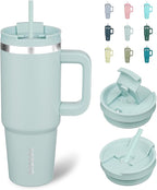 BJPKPK 30 oz Tumbler With Handle Insulated Tumblers With Lid And Straw Stainless Steel Thermal Cup,Blue Haze